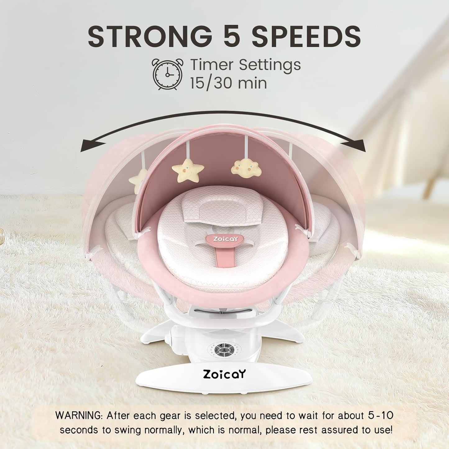 Zoicay 3-in-1 Baby Swing TY666B-Pink