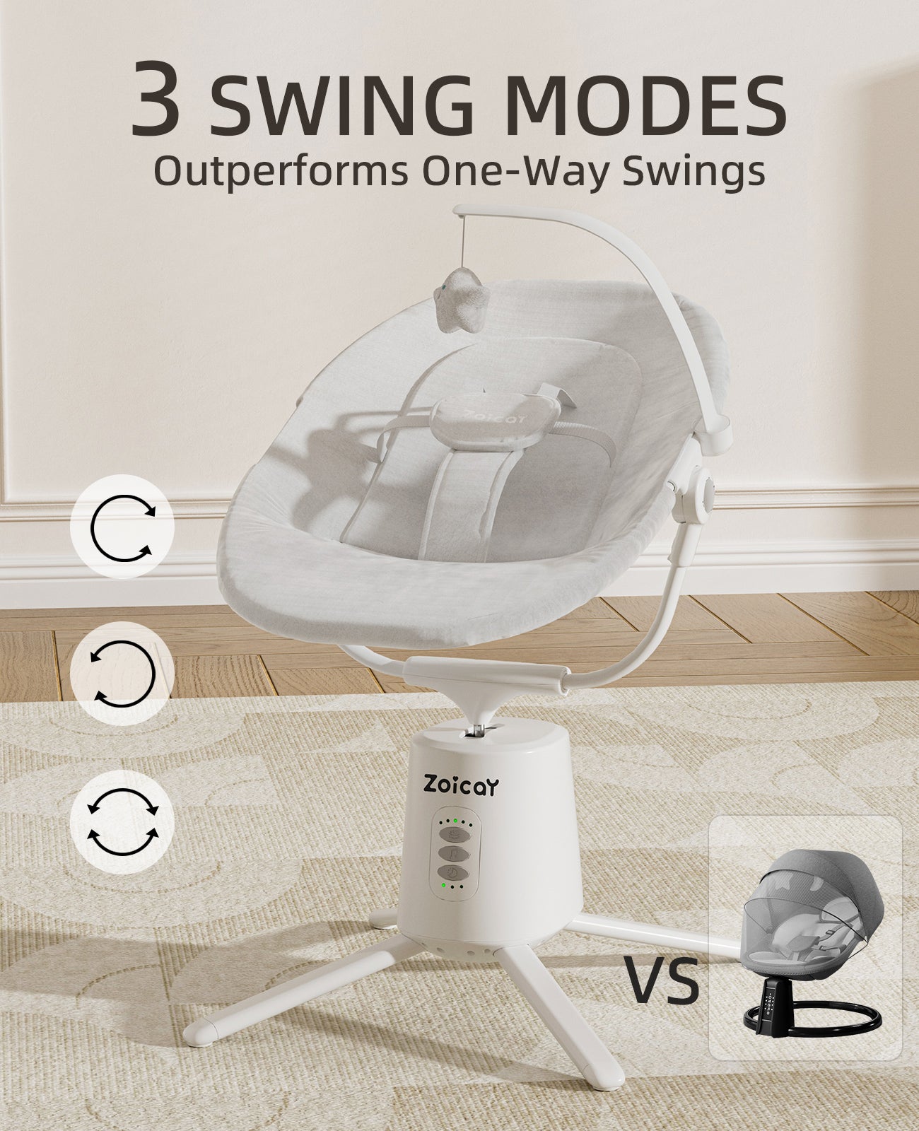 Zoicay Portable Baby Swing - S3000 White