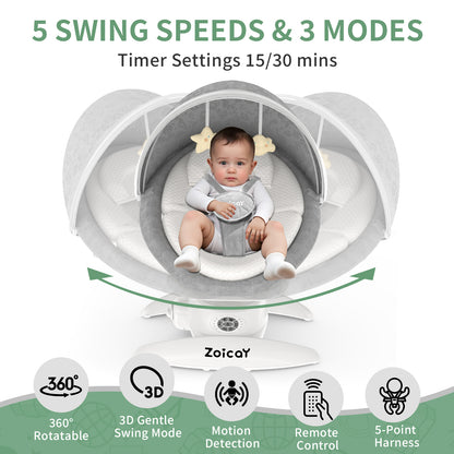 Zoicay 3-in-1 Baby Swing TY666B-White