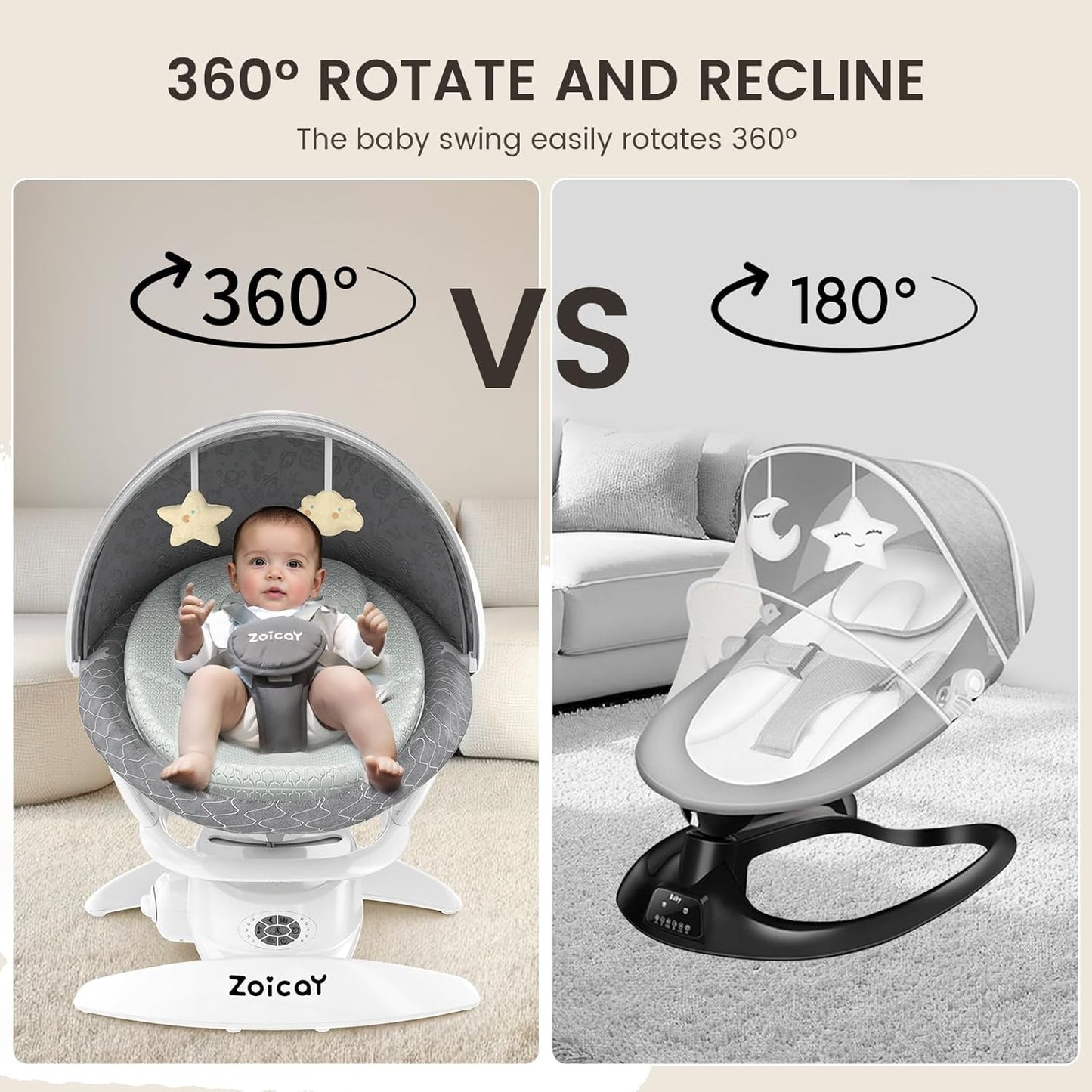 Zoicay 3-in-1 Baby Swing TY666B-Gray