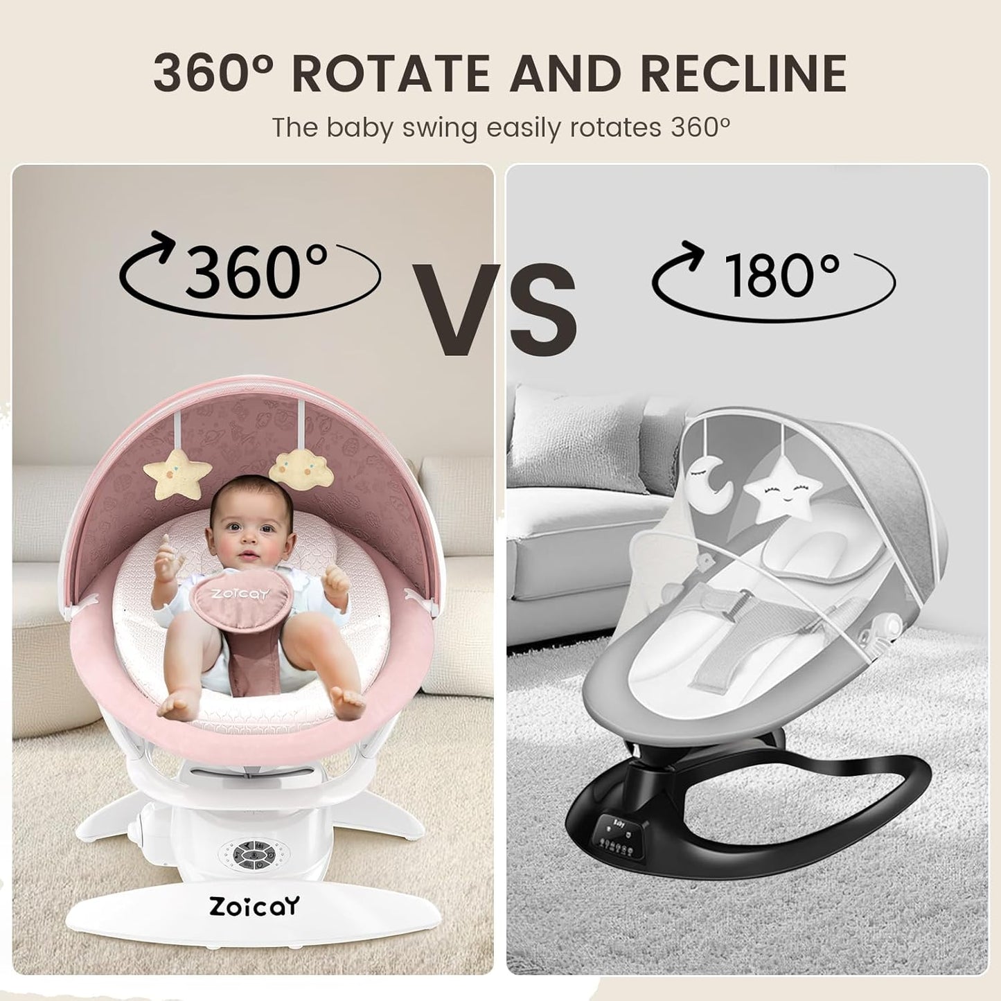 Zoicay 3-in-1 Baby Swing TY666B-Pink