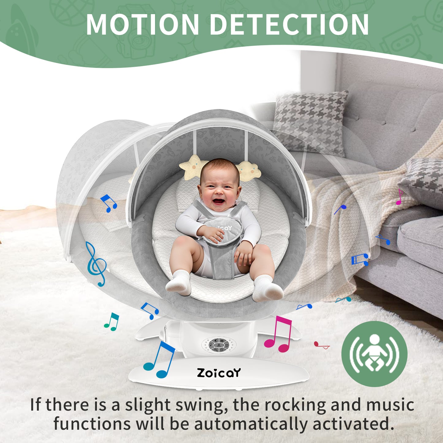 Zoicay 3-in-1 Baby Swing TY666B-White