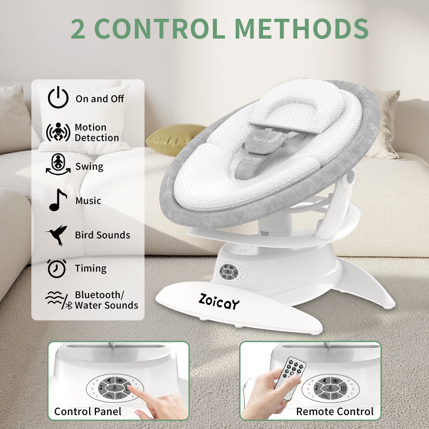 Zoicay 3-in-1 Baby Swing TY666B-White