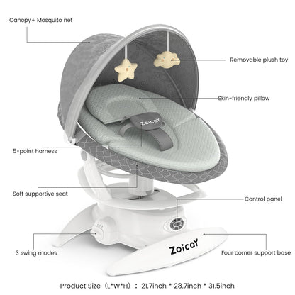Zoicay 3-in-1 Baby Swing TY666B-Gray