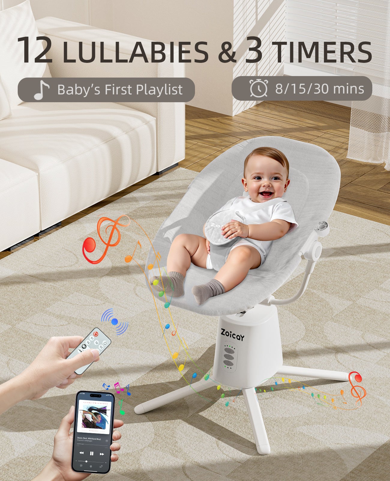 Zoicay Portable Baby Swing - S3000 White